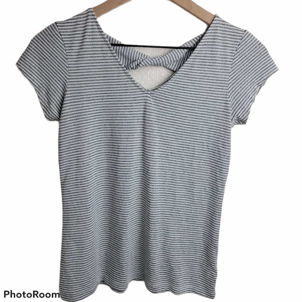 Rachel Zoe | Women's Stripe Twist Back Striped Vneck Summer Shirt